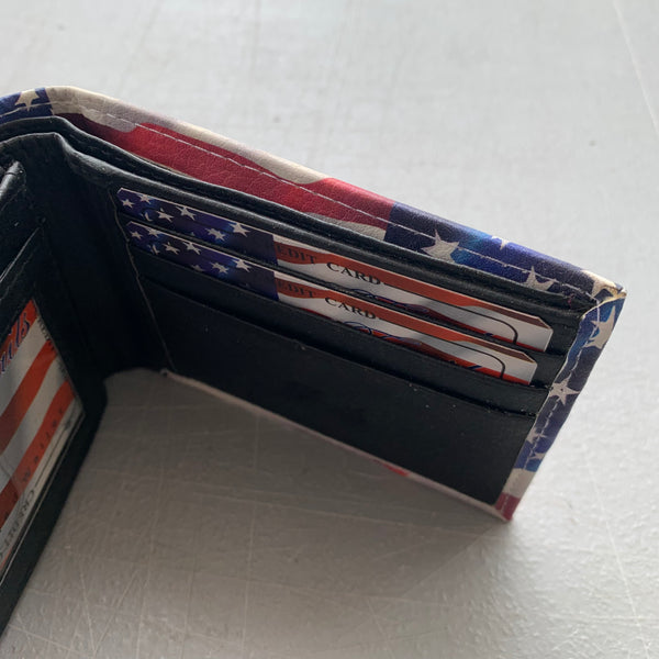 5" USA FLAG AMERICANA WALLET LEATHER BIFOLD WALLET