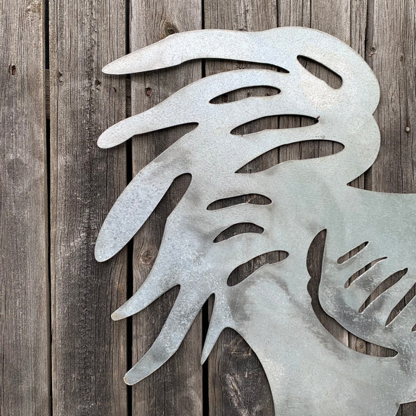 28"  X 28" CUSTOM ROOSTER LASERCUT ART WITH RING DESIGN WESTERN METAL ANIMAL ART HOME WALL DECOR BRAND NEW