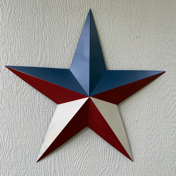16",24",36" RED WHITE & BLUE METAL BARN STAR METAL WALL ART WESTERN HOME DECOR HANDMADE NEW ART #EH12939