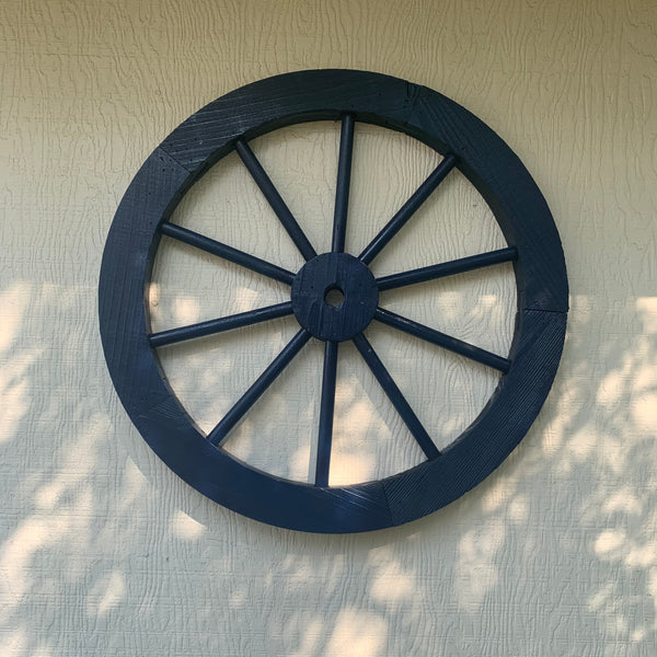 16",24",30" WAGON WHEEL BARN WOOD NAVY BLUE WESTERN HOME DECOR