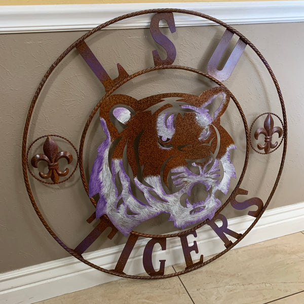 12,18",24",32" LSU TIGERS PURPLE WHITE CUSTOM METAL TEAM VINTAGE CRAFT HANDMADE
