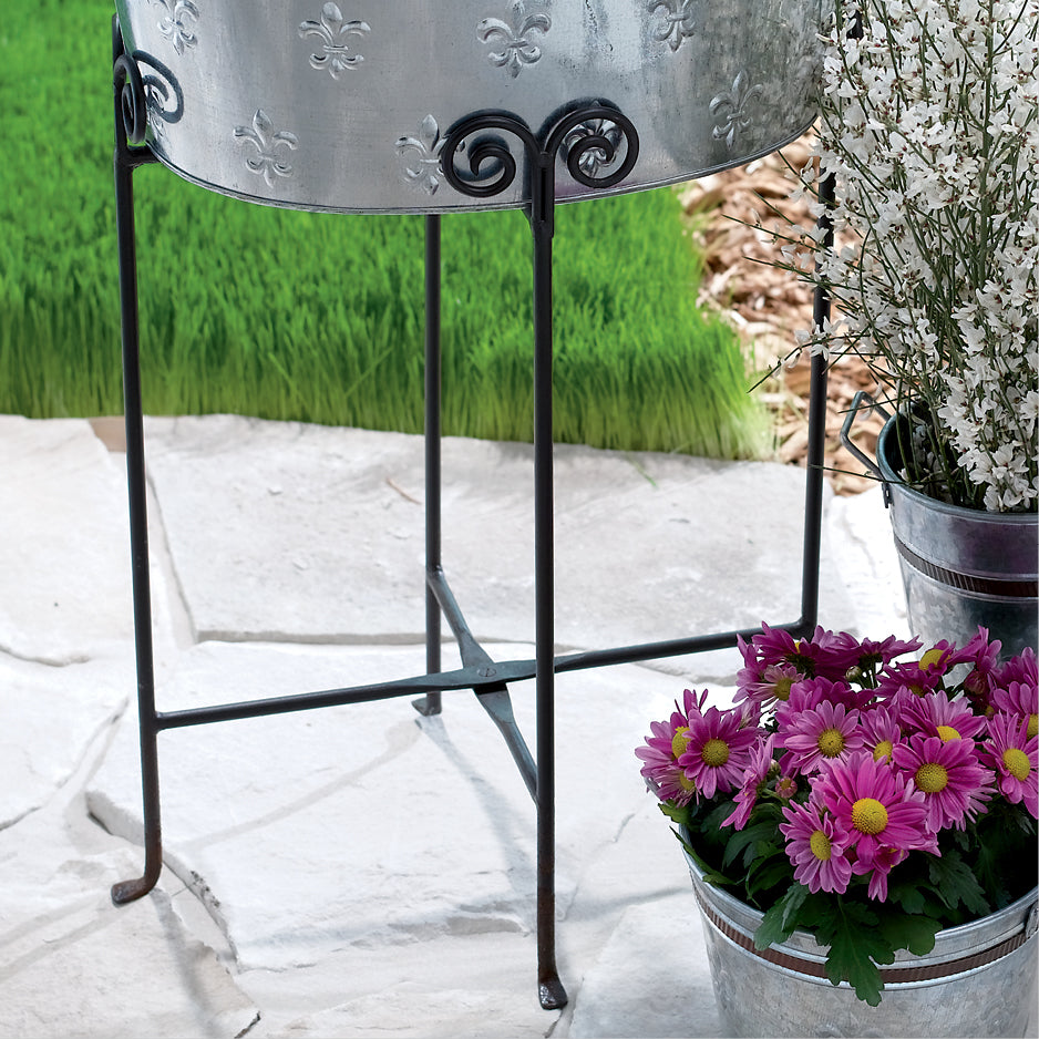 IH_8822 20" IRON OVAL METAL TUB STAND WESTERN HOME DECOR NEW
