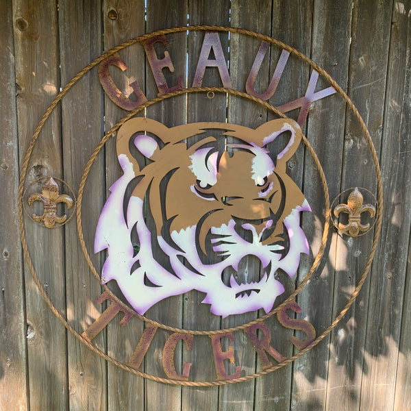12",18", 24", 32", 36" GEAUX TIGERS CUSTOM METAL VINTAGE CRAFT SIGN TEAM HANDMADE