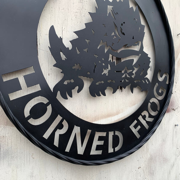 TCU HORNED FROGS CUSTOM BLACK METAL VINTAGE CRAFT SIGN HANDMADE