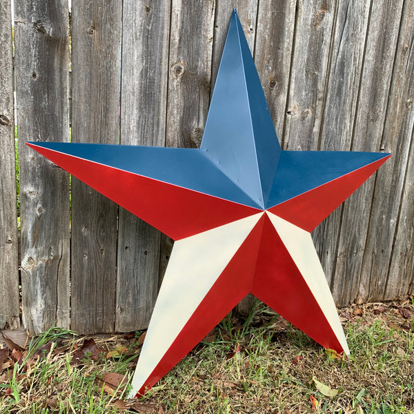 16",24",36" RED WHITE & BLUE METAL BARN STAR METAL WALL ART WESTERN HOME DECOR HANDMADE NEW ART #EH12939