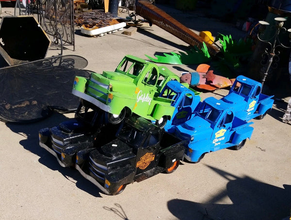 PICKUP TRUCK 20" METAL ART FIGURINE OUTDOOR & INDOOR GARDEN WESTERN HOME DECOR HANDMADE NEW: 20"L x 10"W x 12" H