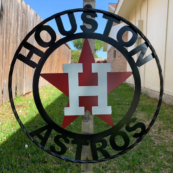 12",18",24",32",36" HOUSTON ASTROS ORANGE WHITE & BLACK CUSTOM METAL VINTAGE CRAFT WALL ART