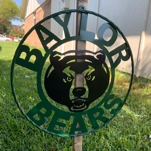 12",18",24",32" BAYLOR BEARS CUSTOM METAL VINTAGE CRAFT SIGN WESTERN HOME DECOR HANDMADE