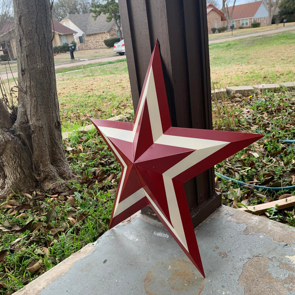 12",16",24",30",36" RED WHITE METAL BARN STAR METAL WALL ART HANDMADE