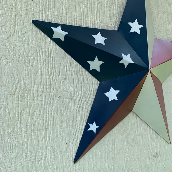 12",16",24",30",36" USA AMERICAN FLAG STAR STYLE #1 RED WHITE & BLUE METAL BARN STAR WALL ART HANDMADE STYLE# 1