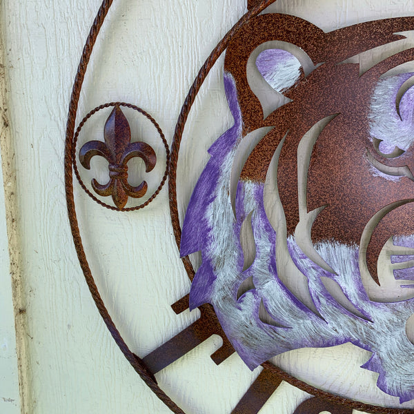 12,18",24",32" LSU TIGERS PURPLE WHITE CUSTOM METAL TEAM VINTAGE CRAFT HANDMADE