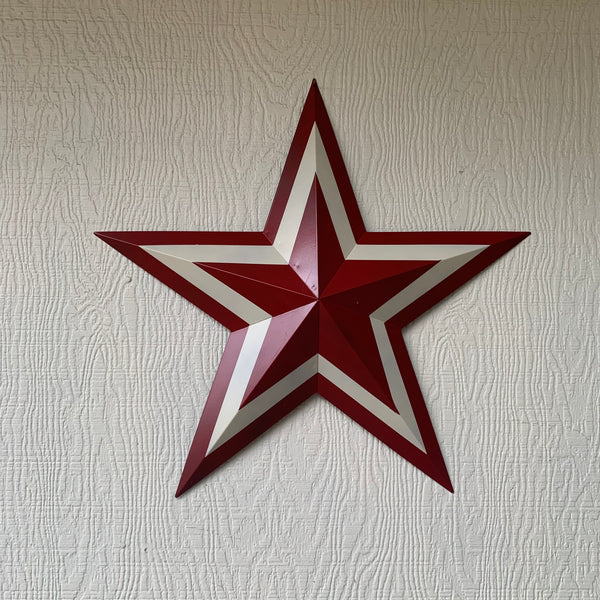 12",16",24",30",36" RED WHITE METAL BARN STAR METAL WALL ART HANDMADE