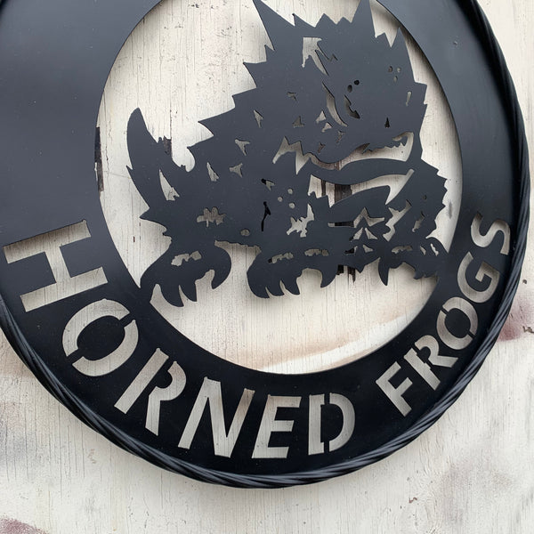 TCU HORNED FROGS CUSTOM BLACK METAL VINTAGE CRAFT SIGN HANDMADE