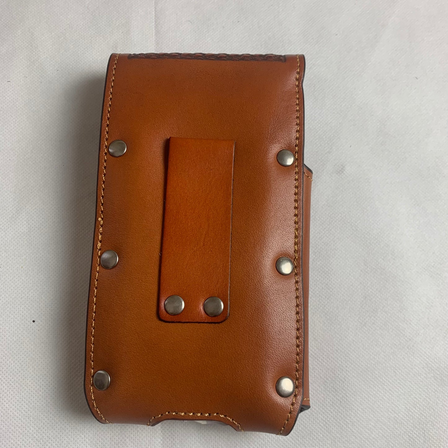 7.5" RODEO BULL RIDER TAN BEIGE LEATHER POUCH EXTRA LARGE BELT LOOP HOLSTER CELL PHONE CASE UNIVERSAL OVERSIZE HANDMADE #EH12963