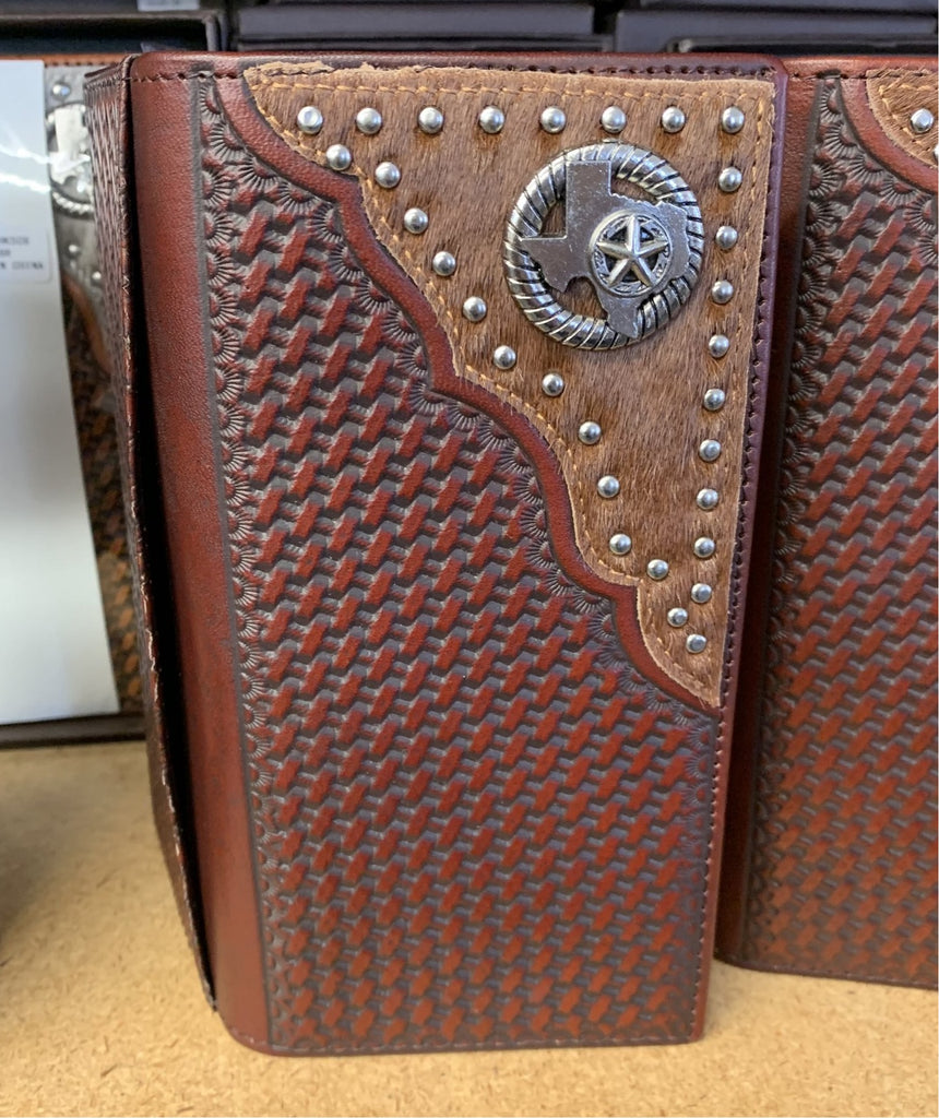 GENUINE LEATHER WESTERN CHECKBOOK MEN'S WALLET WESTERN FASHION