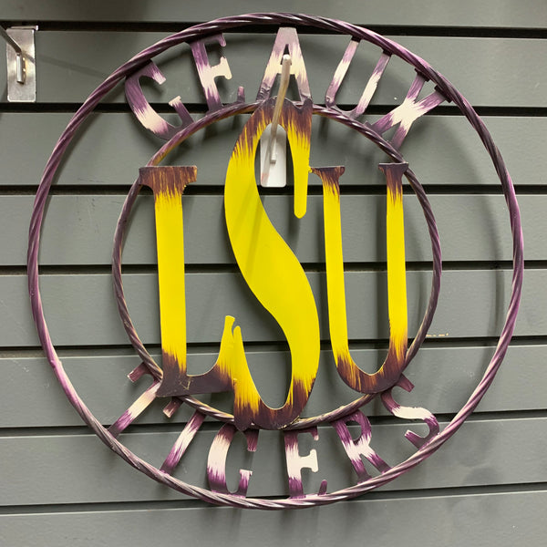 12",18",24",32" LSU GEAUX TIGERS METAL CUSTOM VINTAGE CRAFT TEAM ART