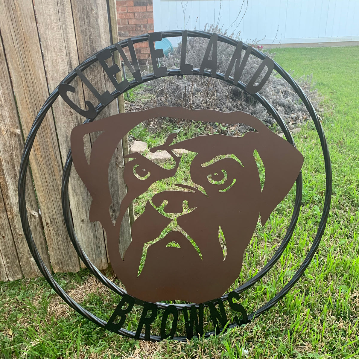 CLEVELAND BROWNS METAL CUSTOM VINTAGE CRAFT ART HANDMADE RUSTIC BROWN
