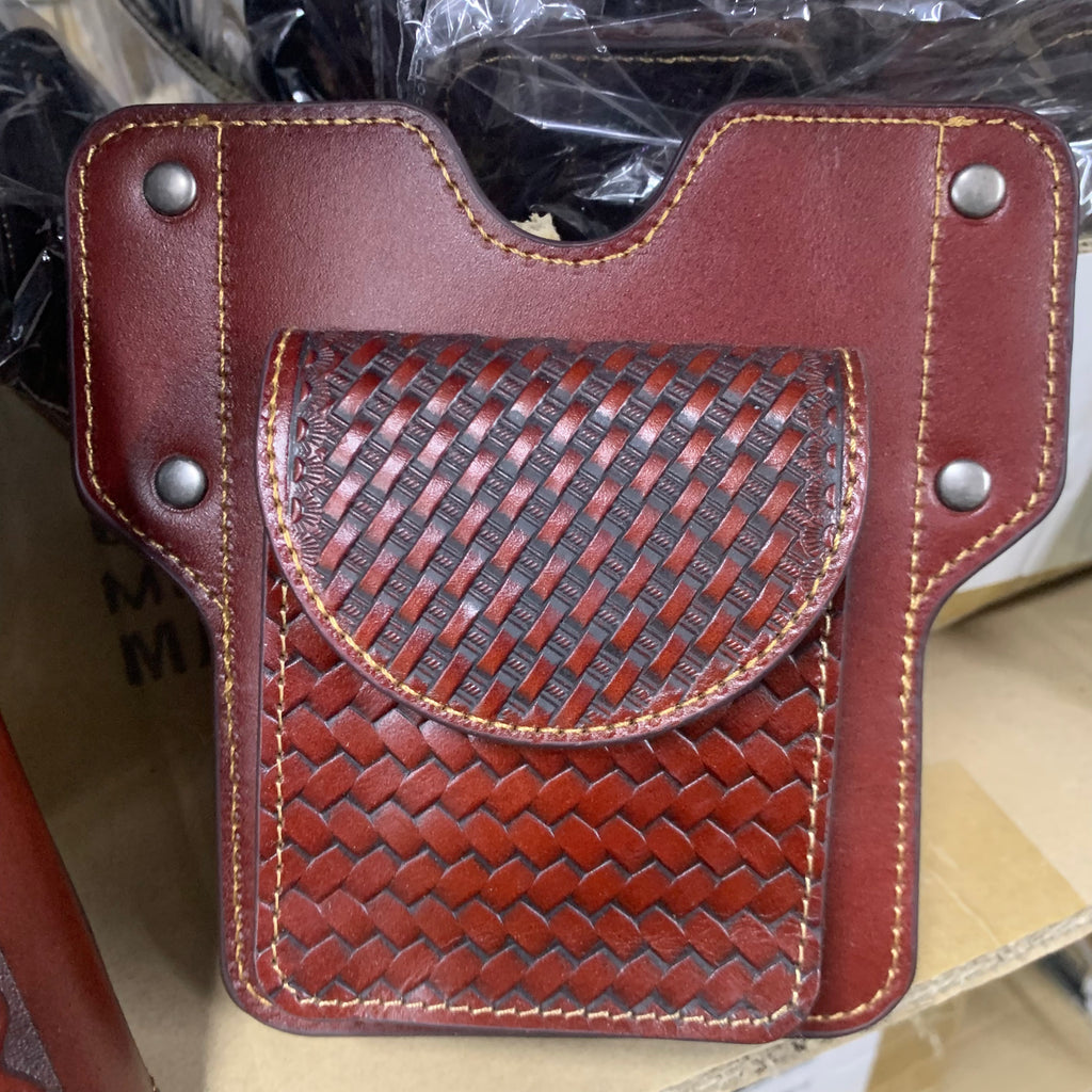 7" x 6" GENUINE LEATHER SHOOTING POUCH BELT LOOP HANDMADE NEW -- FREE SHIPPING