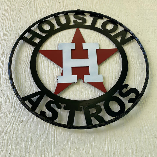 12",18",24",32",36" HOUSTON ASTROS ORANGE WHITE & BLACK CUSTOM METAL VINTAGE CRAFT WALL ART