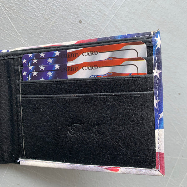5" USA FLAG AMERICANA WALLET LEATHER BIFOLD WALLET