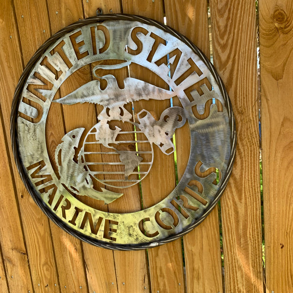 24" US MARINE CORPS MILITARY LASERCUT RAW METAL WALL ART WESTERN HOME DECOR HANDMADE NO PAINT