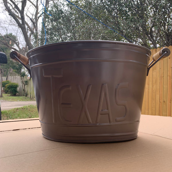 18" TEXAS BUCKET SILVER METAL OVAL TUB WESTERN HOME DECOR METAL ART--BRAND NEW