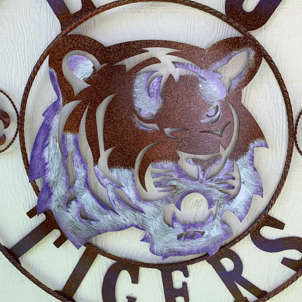 12,18",24",32" LSU TIGERS PURPLE WHITE CUSTOM METAL TEAM VINTAGE CRAFT HANDMADE