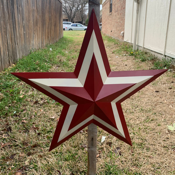 12",16",24",30",36" RED WHITE METAL BARN STAR METAL WALL ART HANDMADE