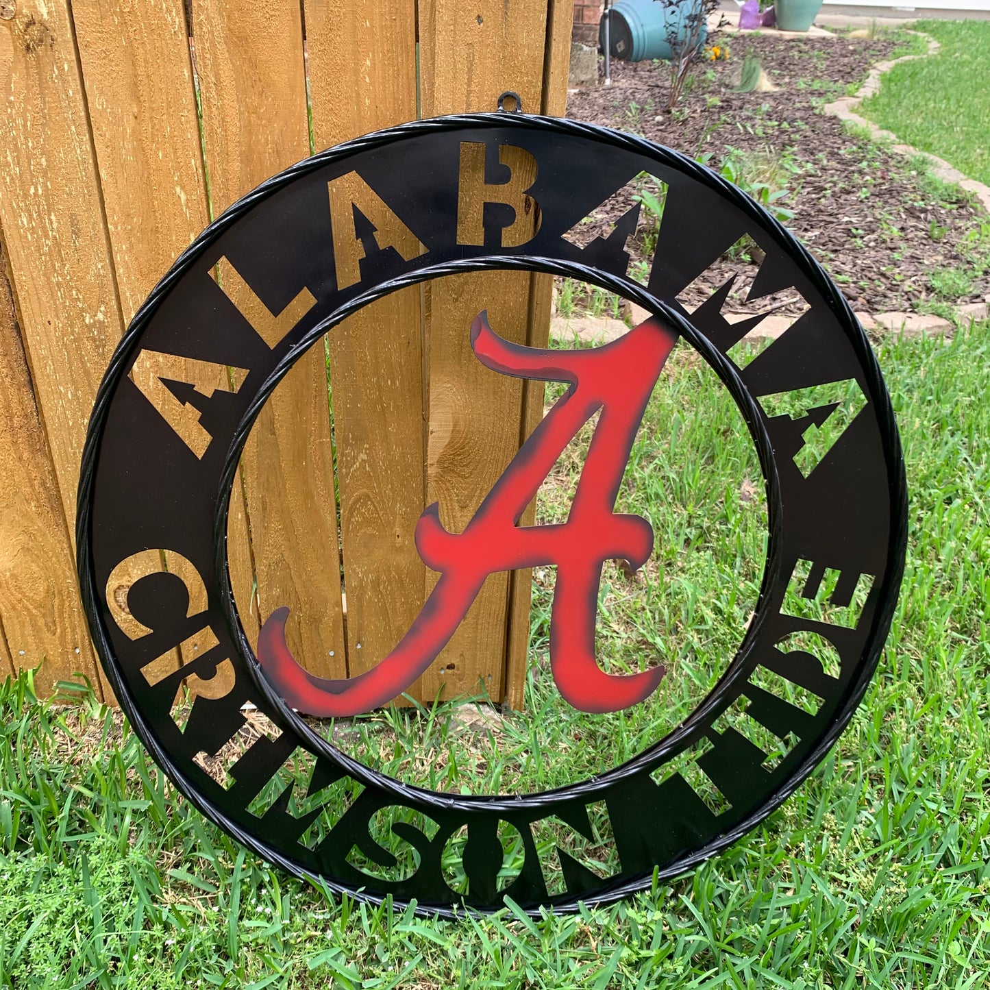 ALABAMA CRIMSON TIDE WIDE BAND RING CUSTOM METAL VINTAGE SIGN TEAM SPORTS HANDMADE