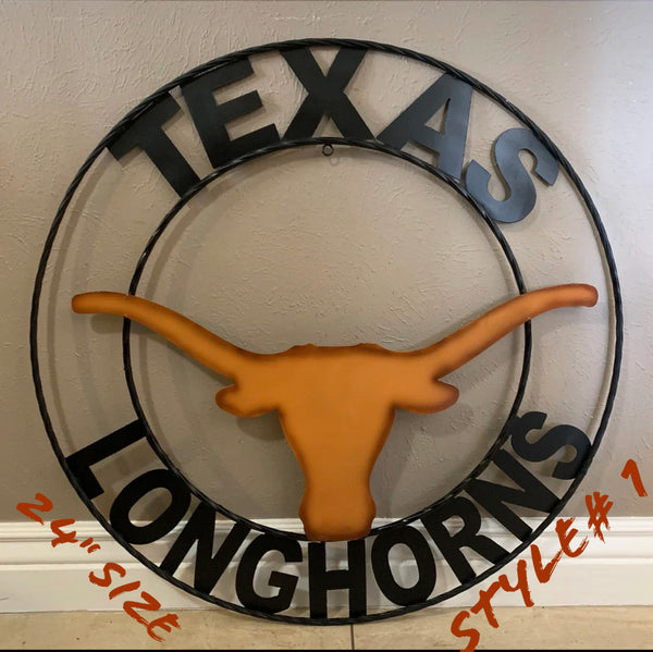 TEXAS LONGHORNS CUSTOM METAL VINTAGE CRAFT TEAM SIGN WESTERN HOME DECOR HANDMADE #EH90072