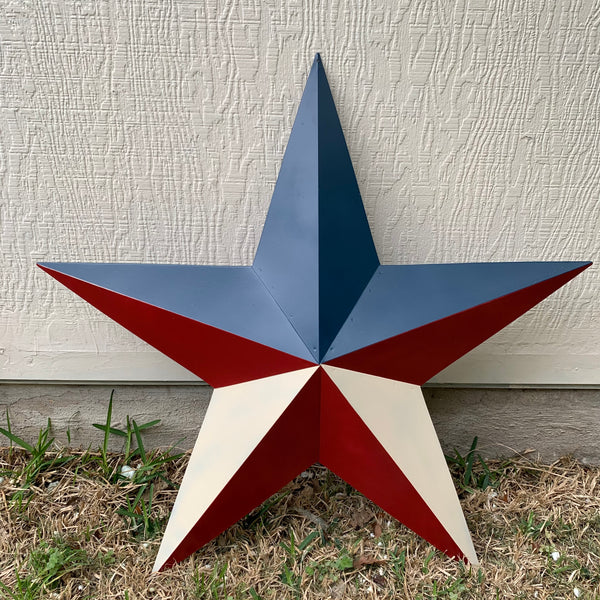 16",24",36" RED WHITE & BLUE METAL BARN STAR METAL WALL ART WESTERN HOME DECOR HANDMADE NEW ART #EH12939