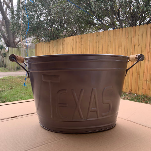 18" TEXAS BUCKET SILVER METAL OVAL TUB WESTERN HOME DECOR METAL ART--BRAND NEW