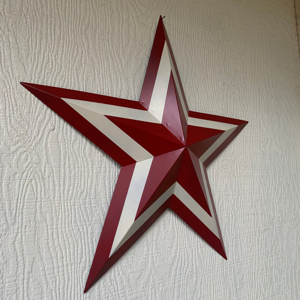 12",16",24",30",36" RED WHITE METAL BARN STAR METAL WALL ART HANDMADE