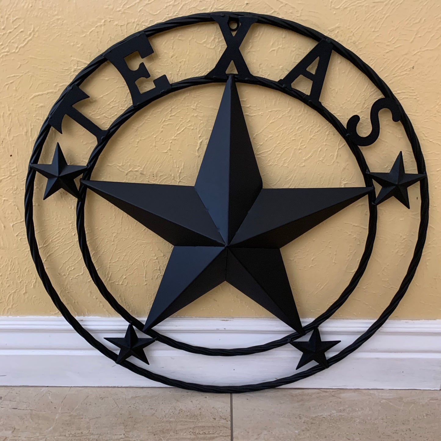 24" TEXAS BLACK STAR BARN STAR METAL ART WESTERN HOME DECOR VINTAGE RUSTIC BLACK