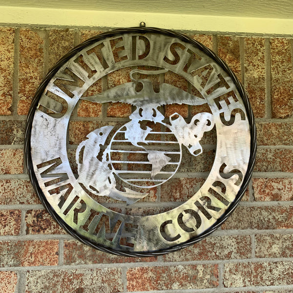 24" US MARINE CORPS MILITARY LASERCUT RAW METAL WALL ART WESTERN HOME DECOR HANDMADE NO PAINT