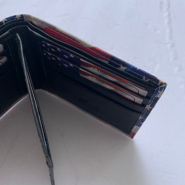 5" USA FLAG AMERICANA WALLET LEATHER BIFOLD WALLET