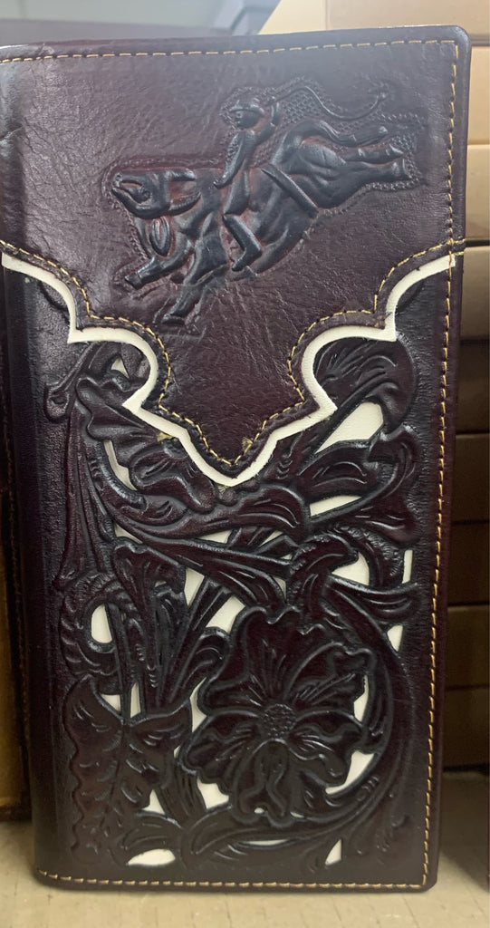 GENUINE LEATHER WESTERN CHECKBOOK MEN'S WALLET WESTERN FASHION