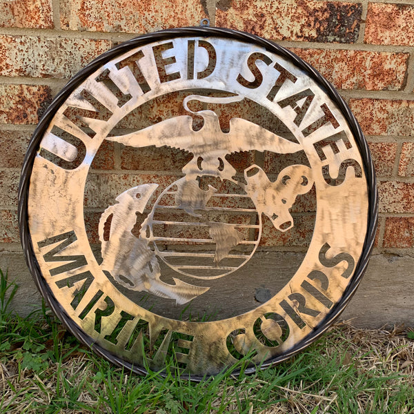 24" US MARINE CORPS MILITARY LASERCUT RAW METAL WALL ART WESTERN HOME DECOR HANDMADE NO PAINT