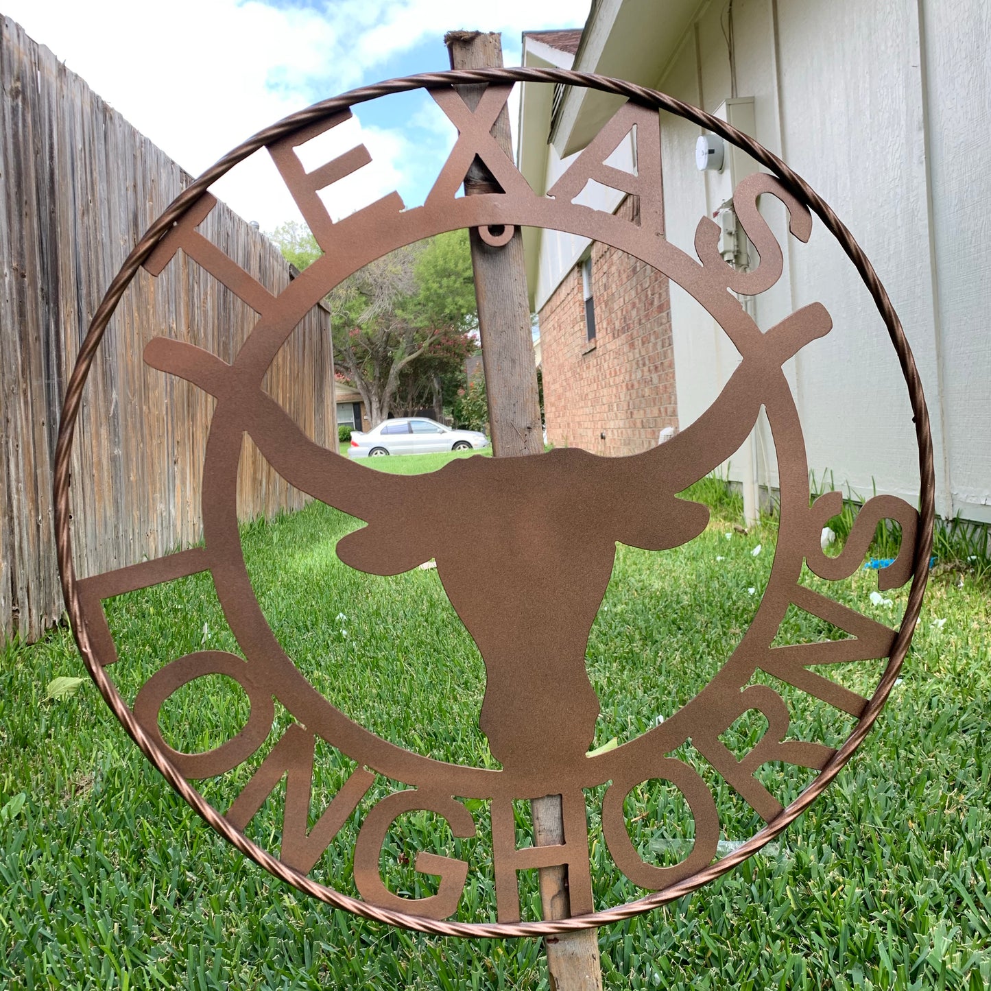 TEXAS LONGHORNS CUSTOM METAL VINTAGE CRAFT SIGN TEAM ART WESTERN HOME DECOR RUSTIC BRONZE #EH12552 12",18",24",36",50"