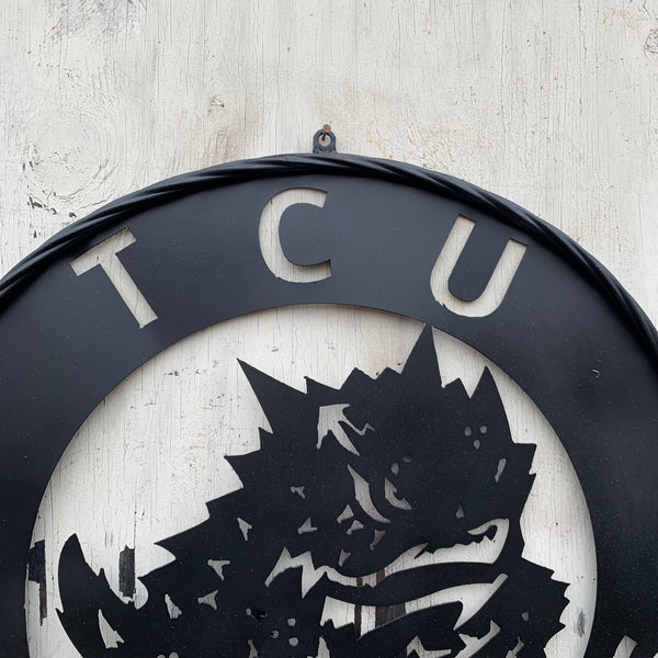 TCU HORNED FROGS CUSTOM BLACK METAL VINTAGE CRAFT SIGN HANDMADE