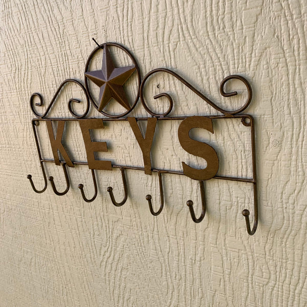 16"x10" LONESTAR KEYS HOLDER METAL HOOKS HANDMADE USA WALL ART METAL WESTERN HOME DECOR NEW BRONZE