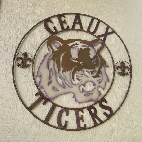 12",18", 24", 32", 36" GEAUX TIGERS CUSTOM METAL VINTAGE CRAFT SIGN TEAM HANDMADE