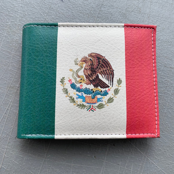 5" MEXICO FLAG WALLET LEATHER BIFOLD WALLET NEW