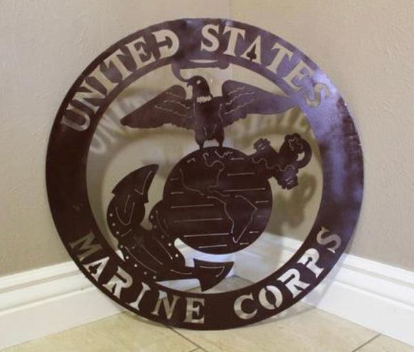 24" USA MARINE CORPS MILITARY LASERCUT BLACK CUSTOM VINTAGE METAL CRAFT WALL ART DECOR WESTERN HOME DECOR HANDMADE