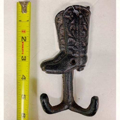 6" BOOT HOOK CAST IRON WALL ART METAL WESTERN HOME DECOR NEW