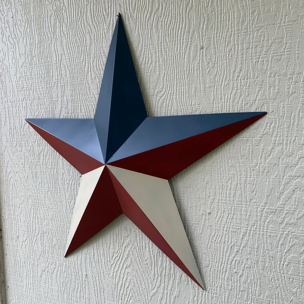 16",24",36" RED WHITE & BLUE METAL BARN STAR METAL WALL ART WESTERN HOME DECOR HANDMADE NEW ART #EH12939