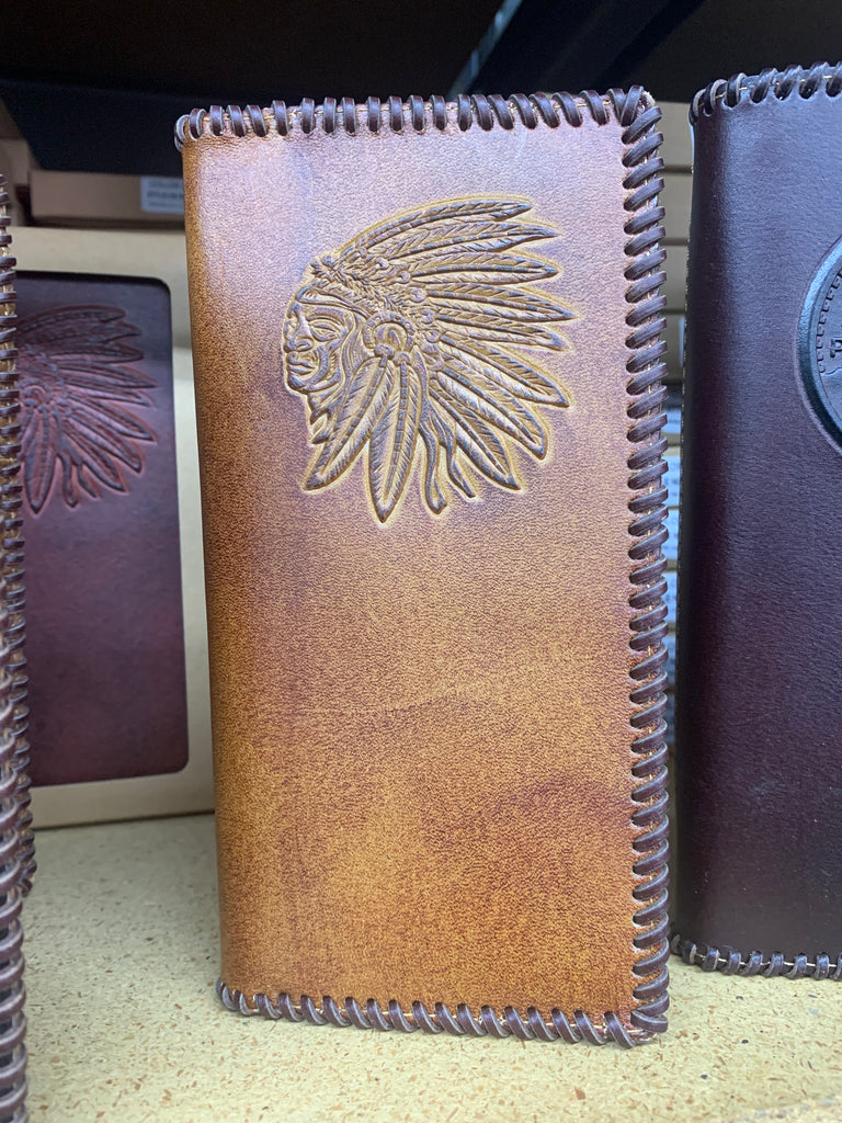 INDIAN CHECKBOOK WALLET MEN'S WALLET GENUINE LEATHER NEW