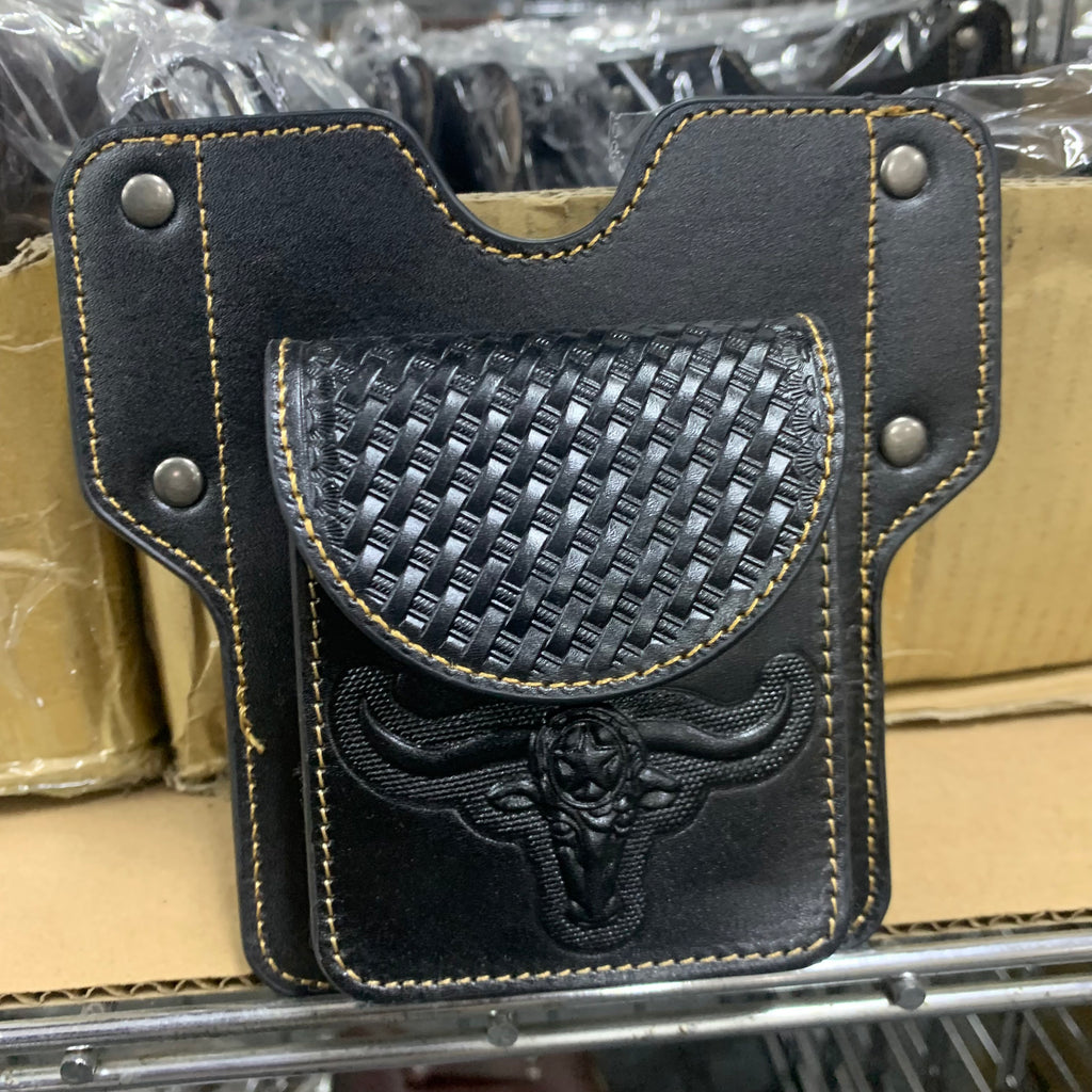 7" x 6" GENUINE LEATHER SHOOTING POUCH BELT LOOP HANDMADE NEW -- FREE SHIPPING