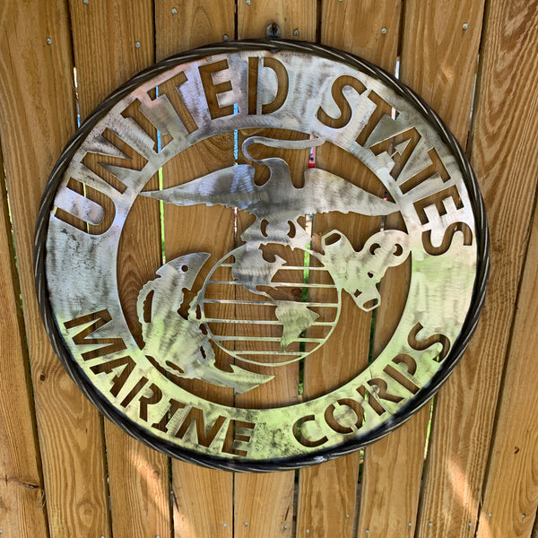 24" US MARINE CORPS MILITARY LASERCUT RAW METAL WALL ART WESTERN HOME DECOR HANDMADE NO PAINT
