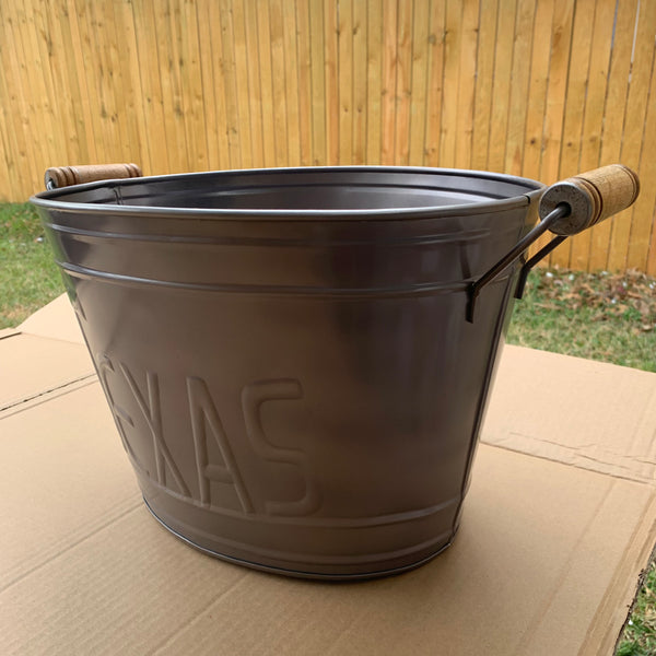 18" TEXAS BUCKET SILVER METAL OVAL TUB WESTERN HOME DECOR METAL ART--BRAND NEW